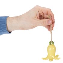 Artículo Colgantes de flores de cerámica, diseño alegre, estampado floral, decoración primaveral, 9 cm, 6 piezas