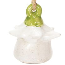 Artículo Decoración colgante Flores de cerámica con casita de hadas 6 cm 6 uds