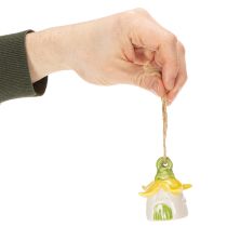 Artículo Decoración colgante de flores de cerámica con forma de casa de hadas, 6 cm, 6 unidades.