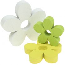 Flor de madera blanco/amarillo/verde 3cm - 5cm 48p
