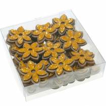 Artículo Flores y abejas para esparcir adornos de madera naranja primavera 36 piezas