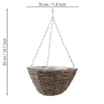 Artículo Cuenco colgante para flores de madera gris natural Ø30cm 2uds