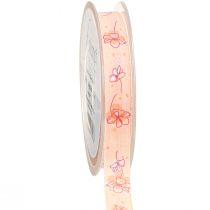Artículo Cinta de flores cinta de regalo de primavera albaricoque pastel 15mm 20m