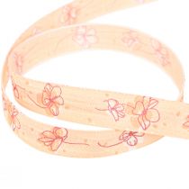 Artículo Cinta de flores cinta de regalo de primavera albaricoque pastel 15mm 20m
