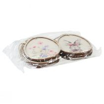 Artículo Cuadro de flores conejito en huevo Huevos de Pascua decoración madera 9,5×12cm 6 piezas