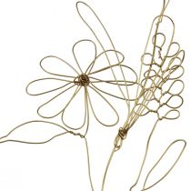 Artículo Guirnalda de flores colgador decorativo de metal motivo dorado pradera 110cm