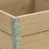 Jardinera de madera macetero shabby chic beige 12,5×14,5×14,5cm