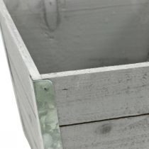 Jardinera de madera macetero shabby chic gris 19x19x15,5cm