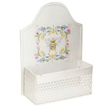 Artículo Jardinera colgante de metal con forma de abeja color crema L29cm