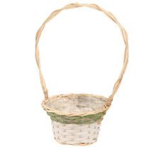 Artículo Cesta de flores con asa, color natural, verde, gris y blanco, Ø18–26 cm, juego de 3