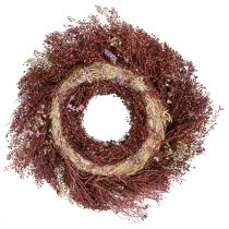 Artículo Corona de flores, corona de flores secas, rojo vino, rosa, Ø25cm