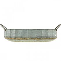 Artículo Cuenco de flores de metal con bandeja de zinc antiguo, juego de 2, L45 cm/59 cm