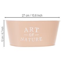 Artículo Maceta ovalada de zinc, rosa antigua, 27×18cm, H12.5cm
