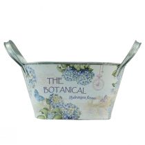 Artículo Florero con asas hortensias ovaladas de metal 32×15×15cm