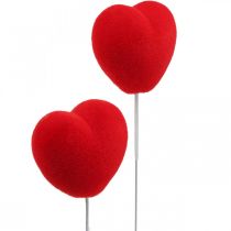 Artículo Tapón de flores deco corazón tapón de corazón rojo 6x6cm H26cm 18 piezas