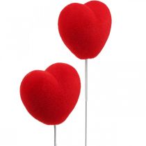 Artículo Tapón de flores corazón decorativo tapón de corazón rojo 6x6cm H26cm 18 piezas