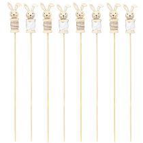 Artículo Flor Palo Conejo Madera Natural, Marrón, Blanco L32cm 8 uds