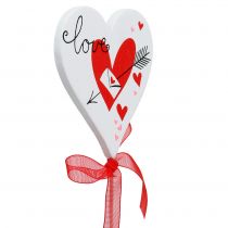 Artículo Plug flor corazón blanco con lazo 7cm 12uds