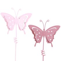 Artículo Tapón de flores mariposa metal rosa L24cm 12 piezas