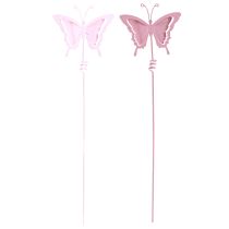 Artículo Tapón de flores mariposa metal rosa L24cm 12 piezas