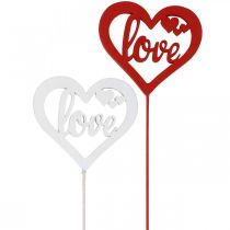 Tapón flor corazón rojo tapón decorativo de madera Love 7cm 12pcs