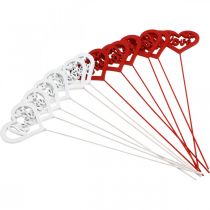 Artículo Tapón flor corazón rojo tapón decorativo de madera Love 7cm 12pcs