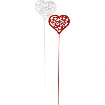 Artículo Tapón flor corazón rojo, tapón decorativo blanco San Valentín 7cm 12uds