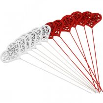 Artículo Tapón flor corazón rojo, tapón decorativo blanco San Valentín 7cm 12uds