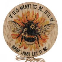 Artículo Tapón flor tapón decorativo abeja de madera con frase 7x27,5cm 12 piezas