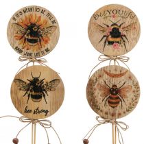 Tapón flor tapón decorativo abeja de madera con frase 7x27,5cm 12 piezas