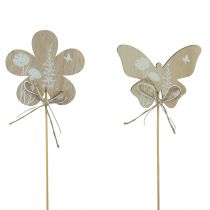 Artículo Tapón de flores mariposa de madera flores decorativas 9cm 12ud