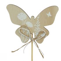 Artículo Tapón de flores mariposa de madera flores decorativas 9cm 12ud