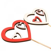 Artículo Tapón de flores Tapón decorativo para el día de San Valentín corazón rojo 7cm 12 piezas