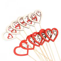 Artículo Tapón de flores Tapón decorativo para el día de San Valentín corazón rojo 7cm 12 piezas