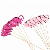 Artículo Tapón de flores Tapón decorativo Día de la Madre corazón rosa 7cm 12 piezas