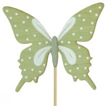 Artículo Plug floral mariposa madera con pluma 8x7cm 12uds