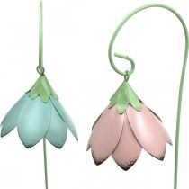 Campanillas para pegar, flores de metal, tacos de resorte L34cm rosa, violeta, azul, blanco juego de 4