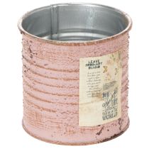 Artículo Maceta decorativa redonda de hojalata con forma de rosa antigua, Ø8cm H7.5cm