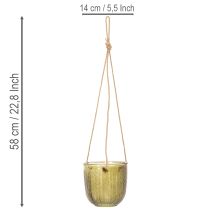 Artículo Maceta/farol colgante de cristal, morado/verde, 14 cm, 2 unidades
