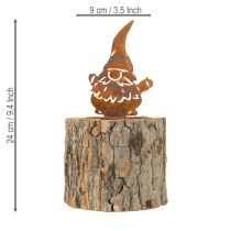 Artículo Maceta de corteza de madera con forma de gnomo, color óxido, 24 cm de alto.