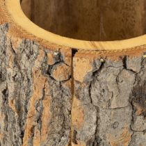 Artículo Maceta de corteza de madera con forma de gnomo, color óxido, 24 cm de alto.