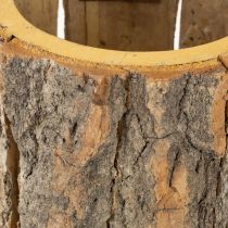 Artículo Maceta de madera con textura de corteza y óxido de ratón H24cm