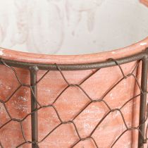 Artículo Maceta de cerámica cesta de malla metal marrón Ø30cm H11,5cm