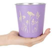 Artículo Maceta redonda de color pastel con motivo floral para plantas de interior, 12 cm, 3 unidades.