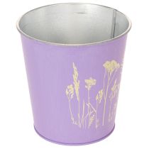 Artículo Maceta redonda de color pastel con motivo floral para plantas de interior, 12 cm, 3 unidades.