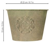 Artículo Maceta de metal, verde, estilo vintage, Ø22cm–13,5cm, juego de 3