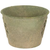 Artículo Maceta de metal, verde, estilo vintage, Ø22cm–13,5cm, juego de 3