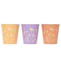 Artículo Set de 3 maceteros de metal con estampado floral en colores pastel, 10 cm