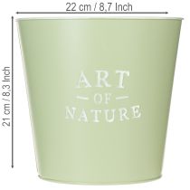 Artículo Maceta de zinc, jardinera de metal, verde menta, Ø22cm, H21cm