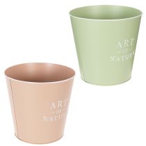 Artículo Maceteros decorativos redondos Art of Nature, set de 2, verde y rosa pastel, 22 cm